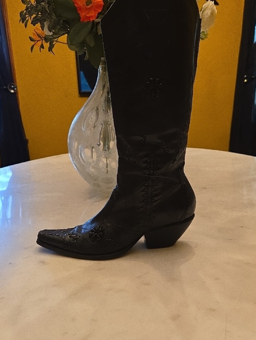 BCBGirls Black Leather  Boots with Side Zip - Picture 5 of 12